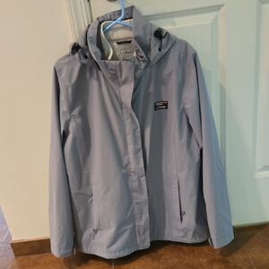 L.L. Bean Gray Hooded Rain Jacket